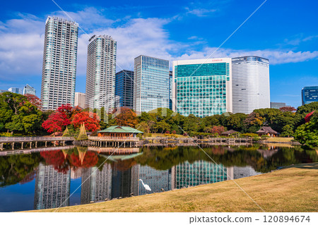 濱離宮恩賜庭園，東京的靜謐空間，秋葉美麗 120894674