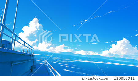 唯美的海边风景插画 唯美的海边风景插画 120895011