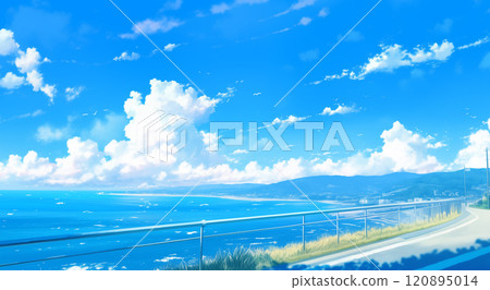 唯美的海边风景插画 唯美的海边风景插画 120895014