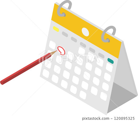 Image material of marking a desk calendar with an isometric pen Image material of marking a desk calendar with an isometric pen 120895325