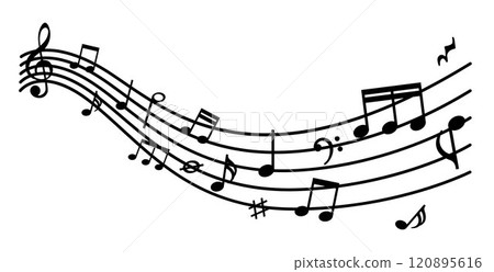 Music notes icon, staff treble clef notes, music sound, tune bass treble Music notes icon, staff treble clef notes, music sound, tune bass treble 120895616