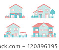 時尚二層住宅的建築插畫素材 120896195