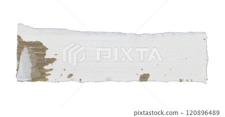Piece of torn cardboard isolated on white background 120896489
