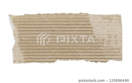 Piece of torn cardboard isolated on white background 120896490