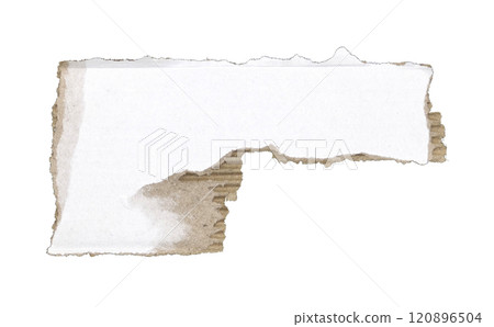 Piece of torn cardboard isolated on white background 120896504