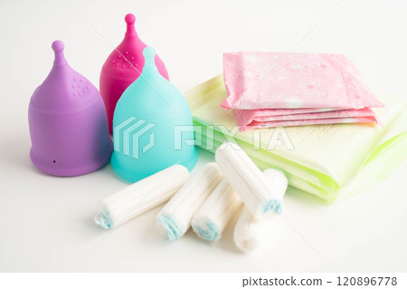 Sanitary hygiene set for women menstrual period cycle protection. Sanitary hygiene set for women menstrual period cycle protection. 120896778