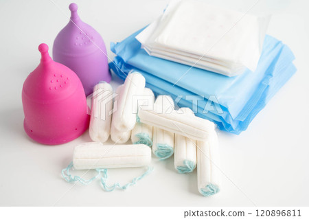 Sanitary hygiene set for women menstrual period cycle protection. 120896811