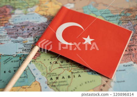 Bangkok, Thailand December 10, 2023 Turkey map in world map paper. 120896814