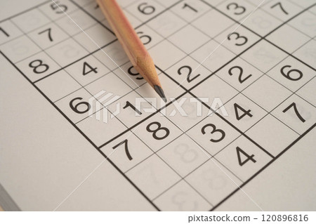 Sudoku puzzle, game to play for keep you brain younger for developing Alzheimer disease in senior patient. 120896816