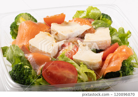 Smoked salmon and cream cheese salad 120896870