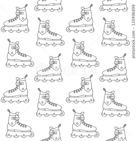 Vector seamless pattern of hand drawn roller skate 120896899