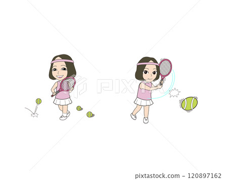 Girl's mascot illustration_tennis Girl's mascot illustration_tennis 120897162