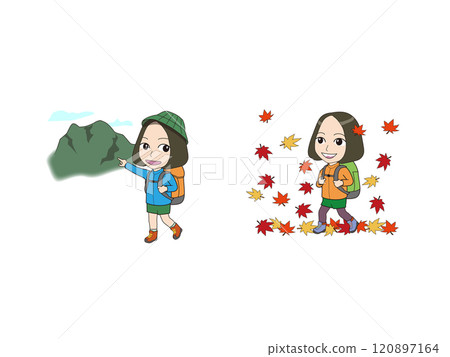Girl's mascot illustration_Hiking 120897164