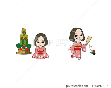 Girl's mascot illustration_New Year Girl's mascot illustration_New Year 120897196