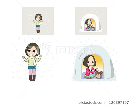 少女寬鬆的人物插畫_雪/鎌倉 120897197