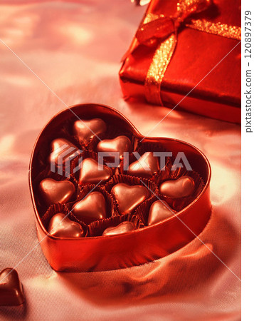 Heart-shaped chocolate Valentine's Day gift Heart-shaped chocolate Valentine's Day gift 120897379