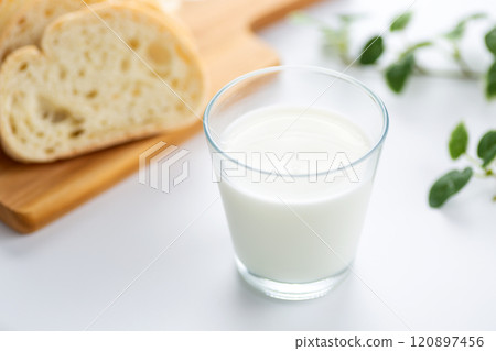 Drinkable yogurt and bread 120897456