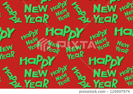 Seamless Christmas pattern with hand lettered Happy New Year. Vector illustration of lettering 120897974