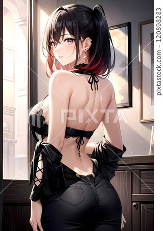 穿著黑色洋裝的模特兒女人 120898283