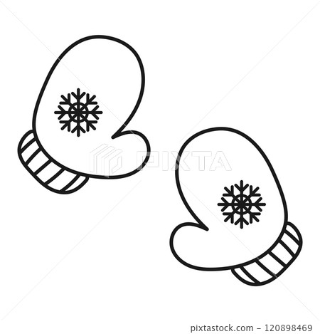 Pair of mittens. Coloring page. Vector illustration 120898469