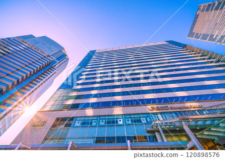 Tokyo cityscape in Japan, December...View of Shinagawa Station and the office buildings in front of the station. A ray of hope for a new era = December 6th 120898576