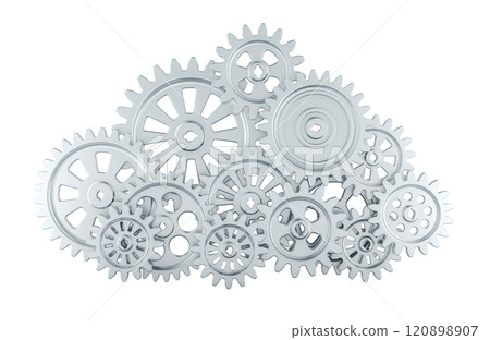 Cloud Computing from steel cogwheels, 3D rendering 120898907