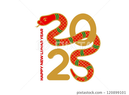 2025 Chinese lunar new year snake vibrant vector calendar number for festivities and cultural celebrations, featuring traditional red and gold reptile animal symbolizing prosperity and good fortune 120899101