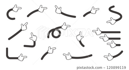 Vector illustration set of arrows like glove pointers pointing in various directions 120899119