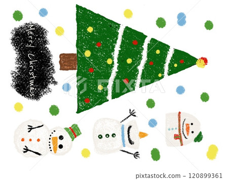 聖誕樹以及雪人們 聖誕樹以及雪人們 120899361