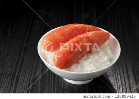 Delicious spicy cod roe served on rice 120899426