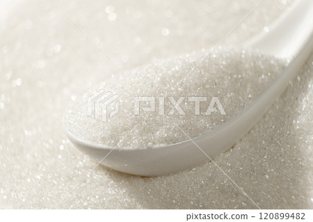 Macro White Crystalline Beetroot Refined Sugar. Macro White Crystalline Beetroot Refined Sugar. 120899482