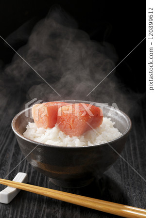 Delicious spicy cod roe served on rice 120899612