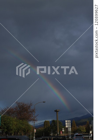 Rainbow and clouds in the blue sky #rainbow 120899627