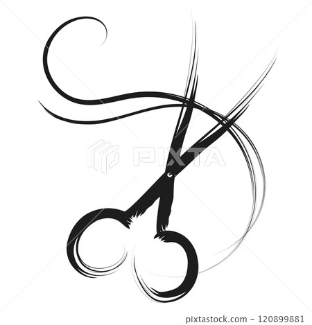 Stylist scissors and hair curl beautiful design 120899881