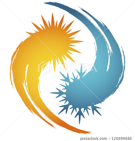 Sun and snowflake abstract air conditioner symbol 120899886