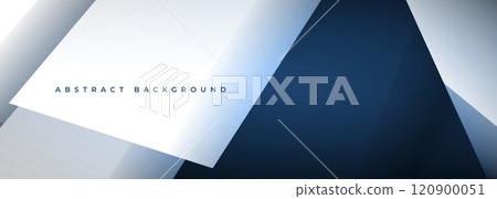 White and blue modern abstract wide banner with geometric shapes. Dark blue and white abstract background. 120900051
