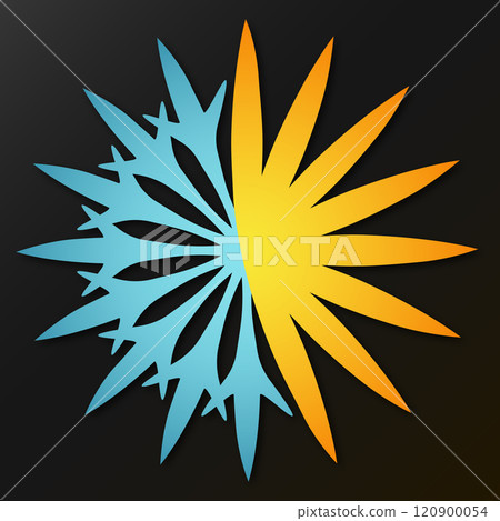 Sun and snowflake. Abstract air conditioner symbol Sun and snowflake. Abstract air conditioner symbol 120900054