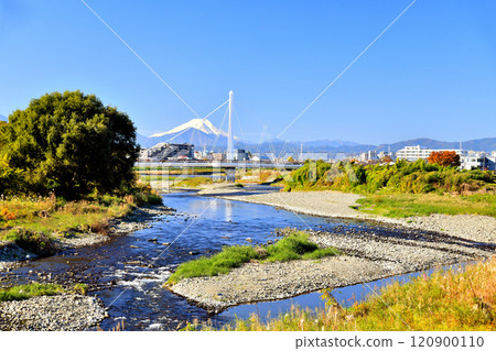 Manganji Pedestrian Bridge (Fureai Bridge) / Looking towards the Asakawa River (Hino City, Tokyo) [2024.11] 120900110