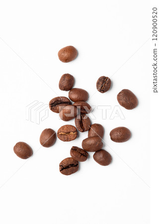 Freshly roasted coffee beans on a white background 120900520