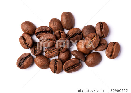 Freshly roasted coffee beans on a white background Freshly roasted coffee beans on a white background 120900522