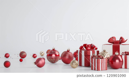 Gift boxes and christmas balls,Isolated on white background. 120901090