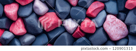 Polished opal pebble background. Smooth round colorful gravel stone texture Polished opal pebble background. Smooth round colorful gravel stone texture 120901313