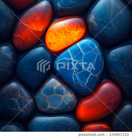 Polished opal pebble background. Smooth round colorful gravel stone texture Polished opal pebble background. Smooth round colorful gravel stone texture 120901320