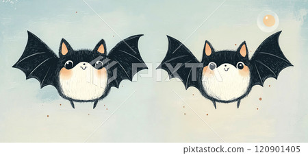 Cute illustration of a bat. Cute bat greeting card 120901405