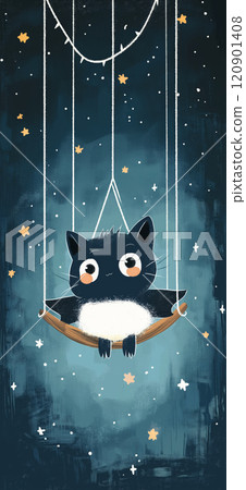 Cute illustration of a bat. Cute bat greeting card 120901408
