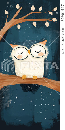 Cute illustration of an owl. Cute owl greeting card Cute illustration of an owl. Cute owl greeting card 120901447