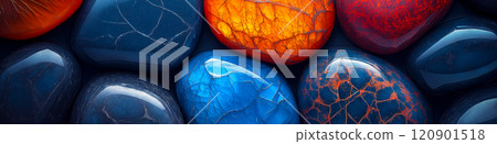Polished opal pebble background. Smooth round colorful gravel stone texture Polished opal pebble background. Smooth round colorful gravel stone texture 120901518