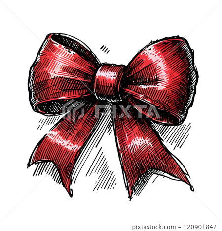 Watercolor featuring charming red bow with coquette style. Watercolor featuring charming red bow with coquette style. 120901842