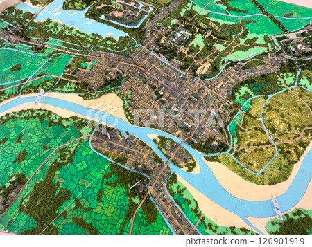 江戶時代中期的越中高岡街景立體模型 江戶時代中期的越中高岡街景立體模型 120901919