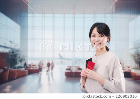 A young woman departing overseas trip 120902010